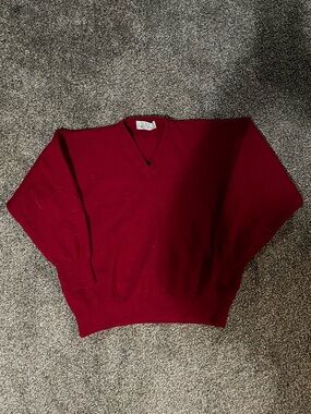 Valentino Red Merino Wool V‑Neck Sweater (Made in Italy) [Read Desc]